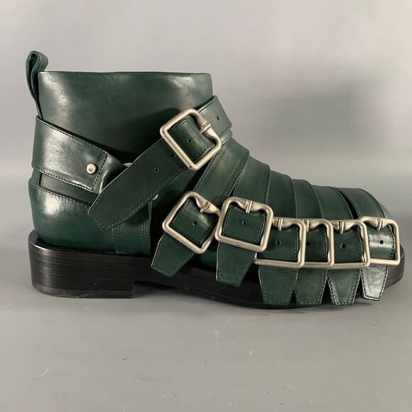 BURBERRY Size 8.5 Green Leather Pull On Boots main image 2